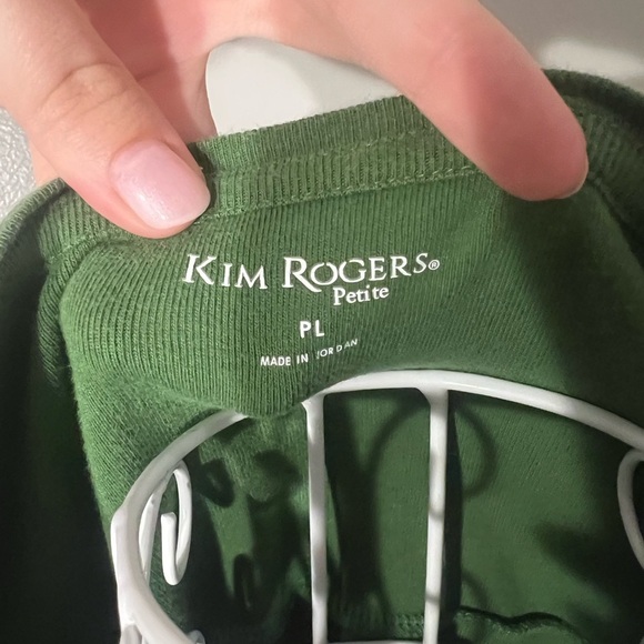 Kim Rogers Fair Isle Print 3/4 Sleeve T Shirt Green Size Petite L 100% Cotton - Picture 2 of 4